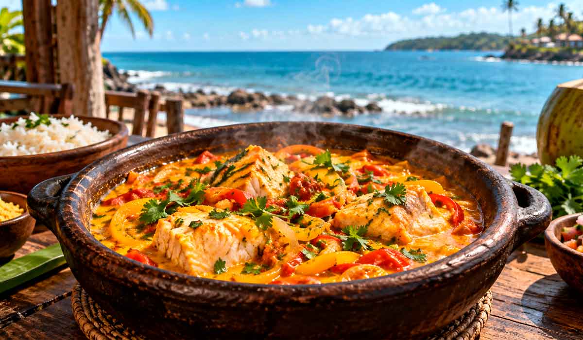 Moqueca preparada com carne de peixe-leão e ingredientes baianos ganha a mesa, aposta gastronômica no controle da espécie invasora Moqueca preparada com carne de peixe-leão e ingredientes baianos ganha a mesa, aposta gastronômica no controle da espécie invasora